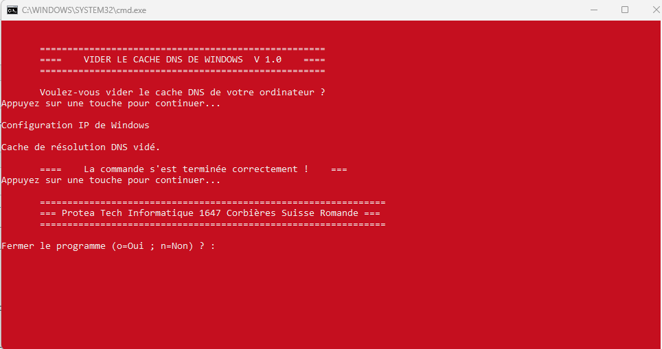 Outil gratuit pour vider le cache DNS de Windows - Fond Rouge
